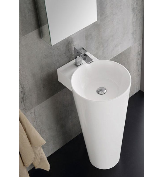 Fresca Messina 16" White Pedestal Oval Bathroom Sink with Medicine